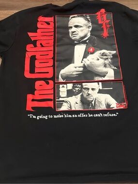 Black Graphic The Godfather Tribute Tee - Red & White Print